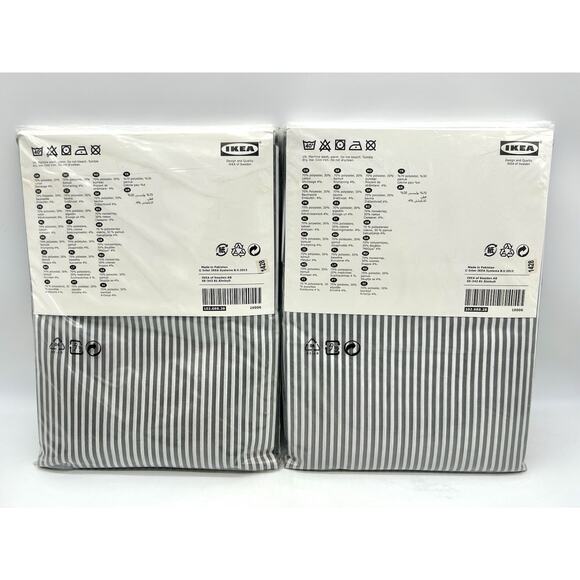 2 New IKEA GULSPORRE Panels 57”x 98” Gray White Striped Curtains 4 Panels Total - Picture 5 of 6